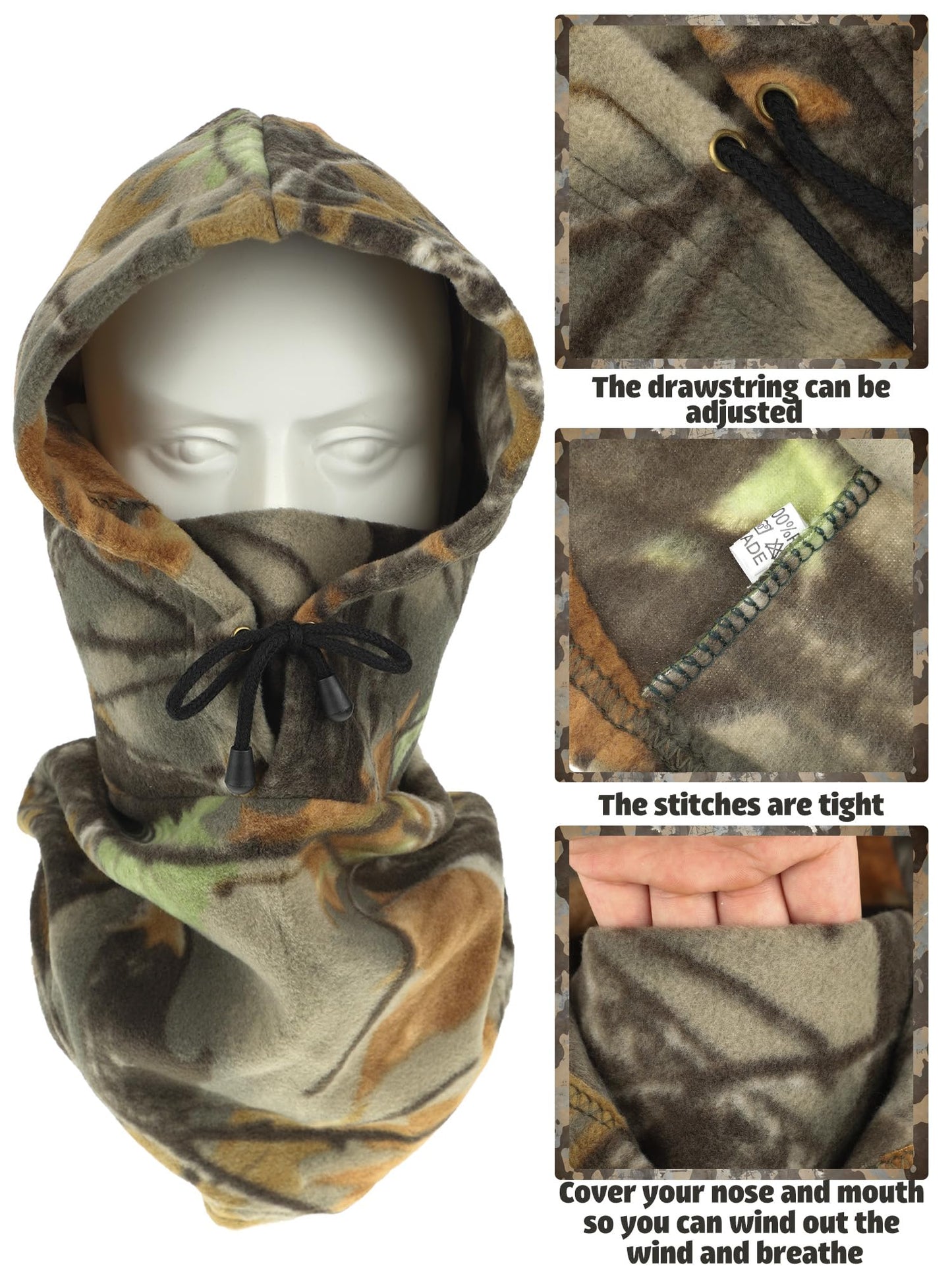 Hunting Face Mask for Cold Weather Winter Hunting Windproof Face Cover Camouflage Balaclava Huntings Face Mask for Winter Huntings and Other Outdoor Sports