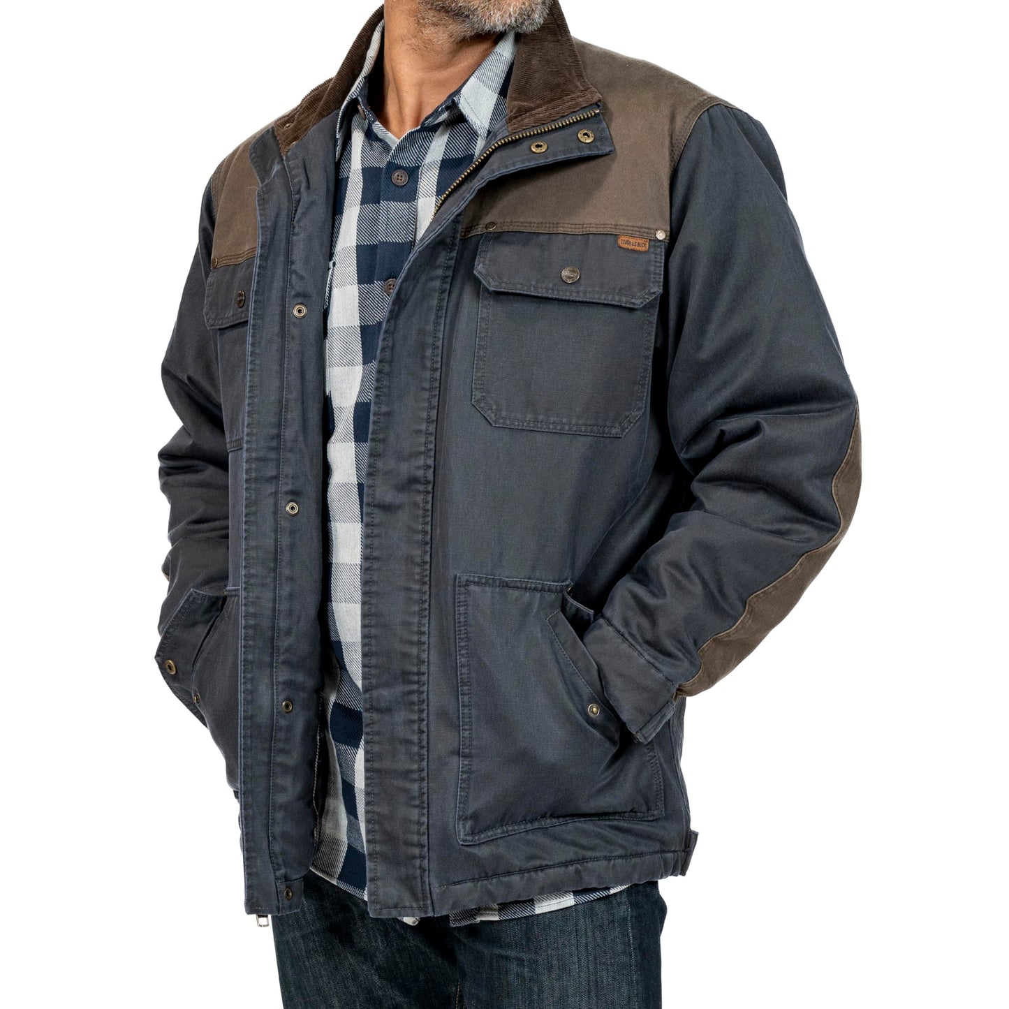 Legendary Whitetails Mens Barn Chore Coat Vintage Work Jacket Waxed Cotton Water Resistant, Navy, MED