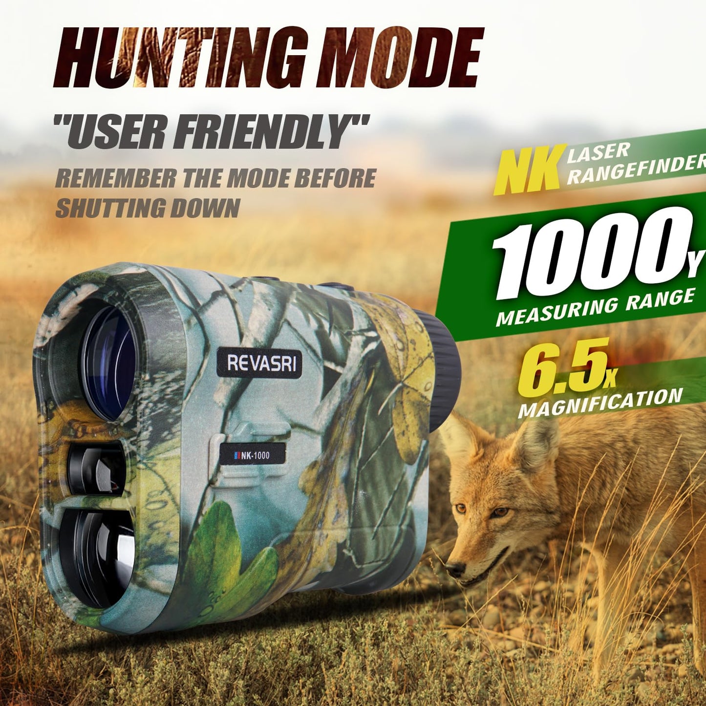 REVASRI Hunting Laser Rangefinder with Rechargeable Battery 1000 Yards Hunting Range Finder with Target Acquisition Technology Easy-to-Use Clear Accurate Rangefinders for Hunters