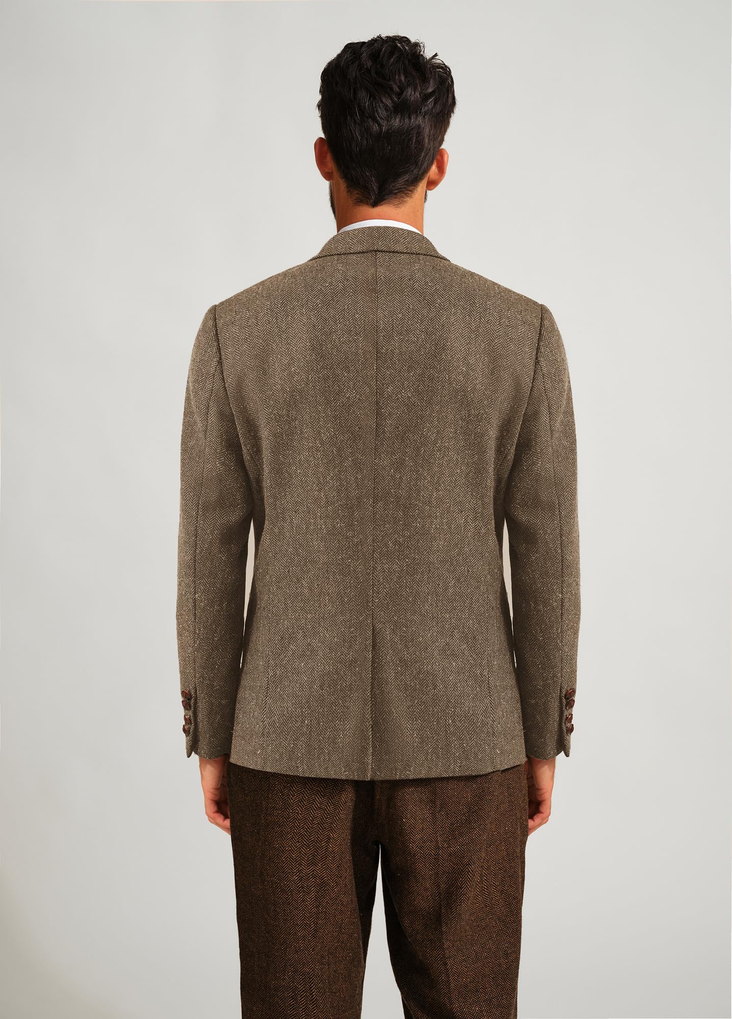 PJ PAUL JONES Mens Sport Coats and Blazers British Wool Blend Sport Coat Tweed Herringbone Blazer for Wedding L Coffee