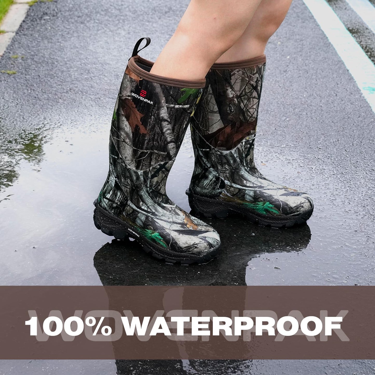 WOVENPAK Rubber Boots for Women, Waterproof Rain Boots Women, Insulated Hunting Boots, Neoprene Garden Mud Boots All Season for Hunting, Gardening, Farming, Size 6