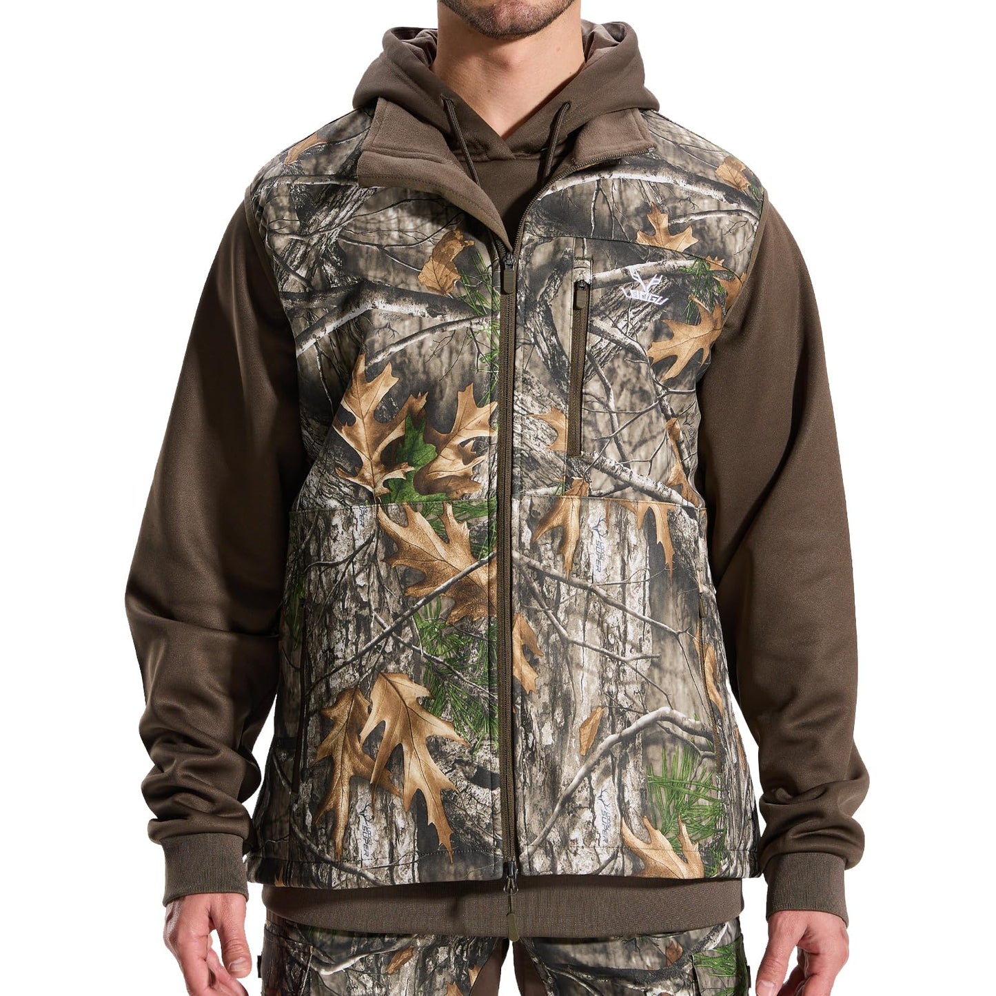 LOOGU Mens Camo Hunting Vest Fleece Lined Water Resistant Outdoor Fishing Outwear