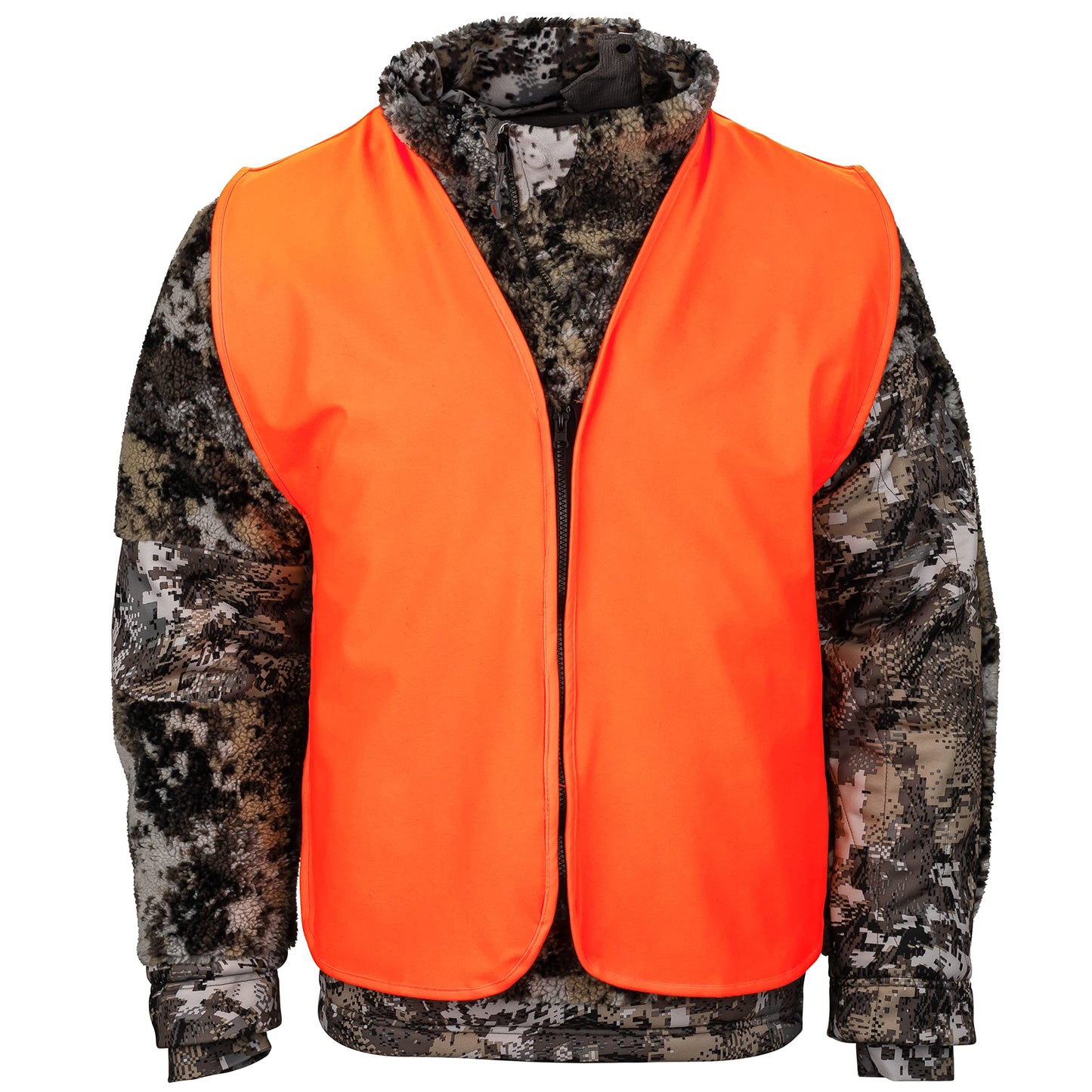 Klarny Blaze Orange Vest - High Visibility, Waterproof, Ultra-Quiet Deer and Bow Hunting Gear | Orange Safety Vest Essential Hunting Accessories, Size L