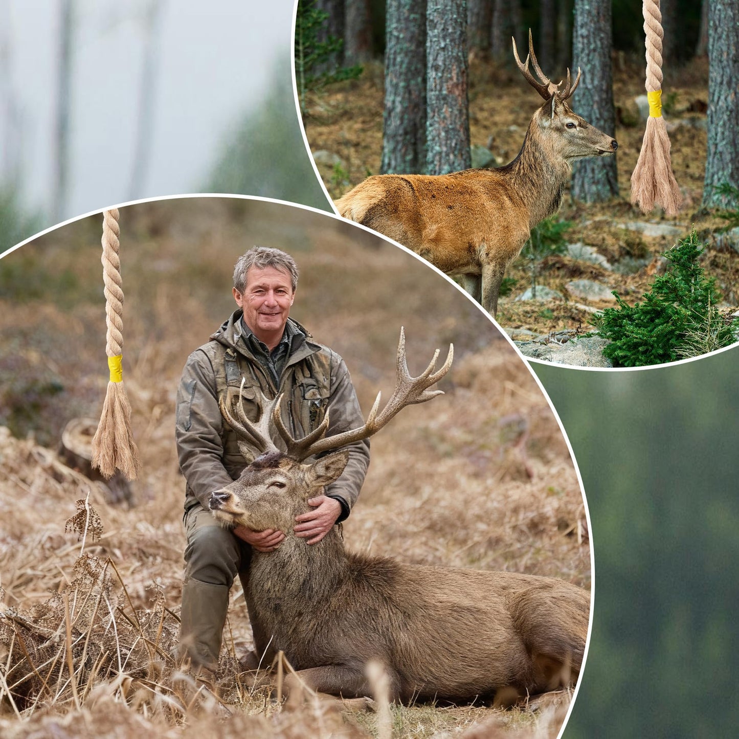 badashun 6.07 FT Extended Hemp Rope for Deer 3 Pcs HempScent Rope Mock Scrape, Hangs Tassels Rope Hemp Deer Accessories