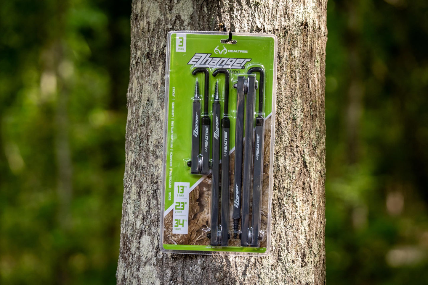 Realtree Multi-Purpose EZ Hanger Combo 3-Pack – 13”, 23”, 34” – Durable Tree Stand Bow and Gear Hanger for Hunting – Foldable, Lightweight, Easy-Screw Design