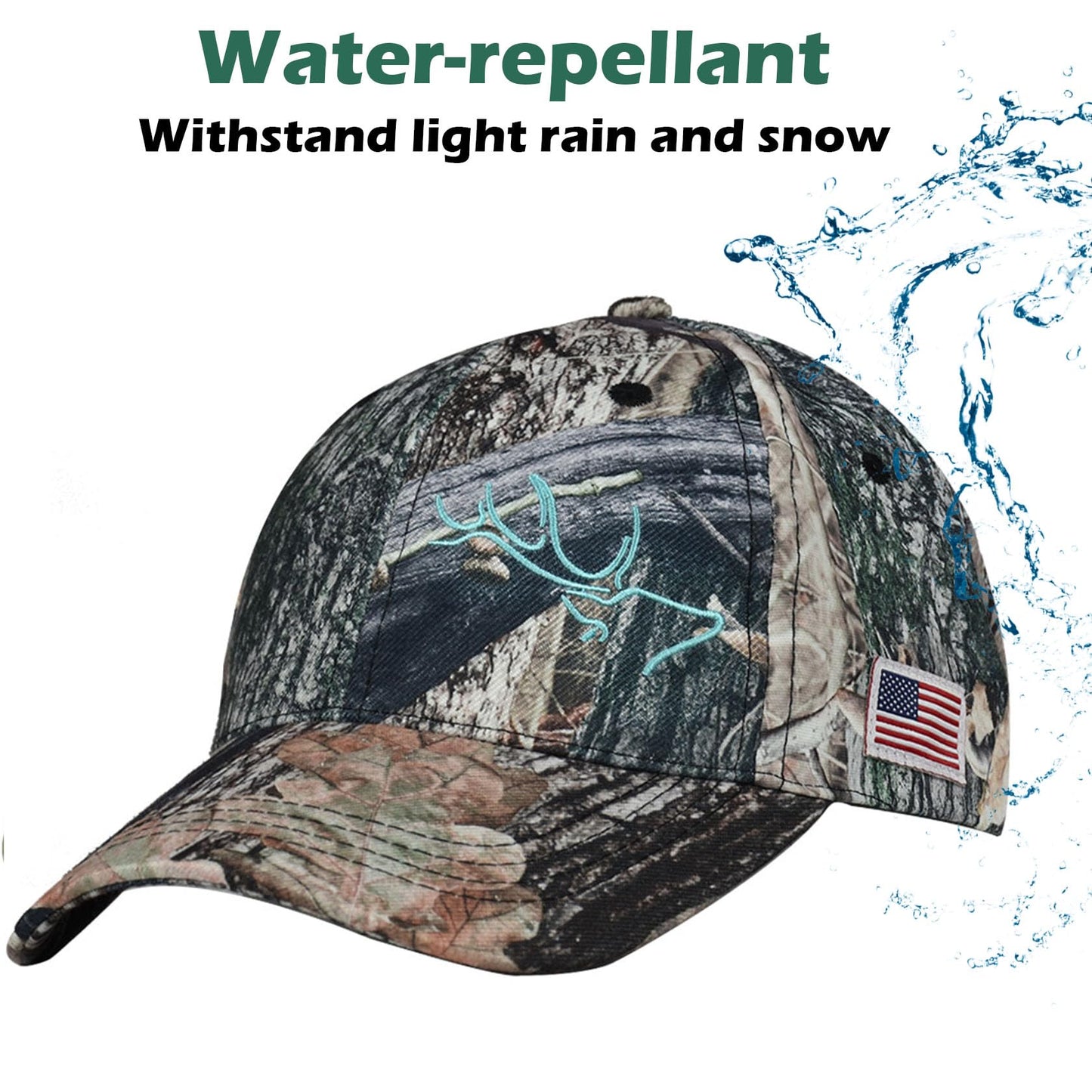 EDTREK Womens Performance Cap Hat with Ponytail Hole - Camo and Blaze Orange Hunting Hats (in Deep Camo)
