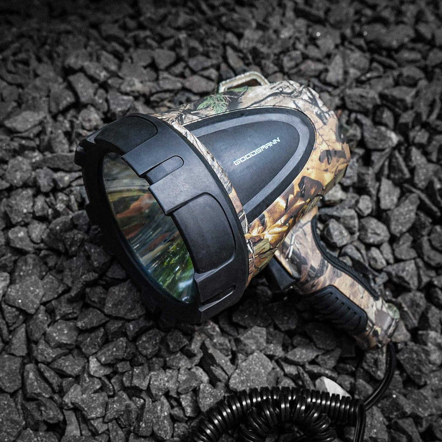 GOODSMANN Spotlight Hunting Camo Portable Handheld Spotlights 1500 Lumen Realtree® Xtra Halogen Boat Corded 12V Plug-in Spot Light Outdoor with Oxford Bag Tactic Pro H102-01