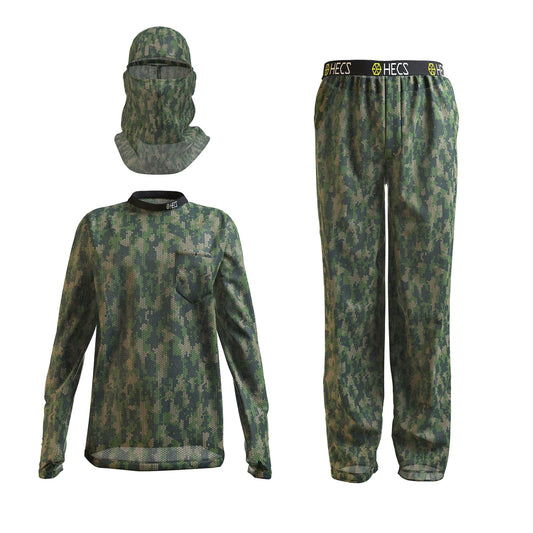 HECS HECSTYLE Lightweight System | Hunting Camo Suit with Bioelectric Shielding | Hunting Clothes for Men | Patented Technology | Mens Hunting Clothes - X-Large - Green