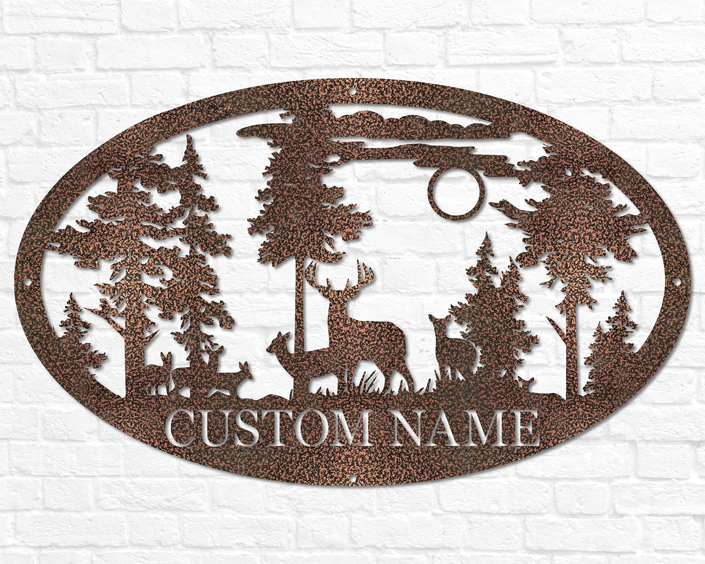 Personalized Oval Deer Metal Cabin Sign | Outdoor Hunting | Deer Hunter Gift | Custom Family Name Sign | Last Name Deer Monogram | Cabin Decor