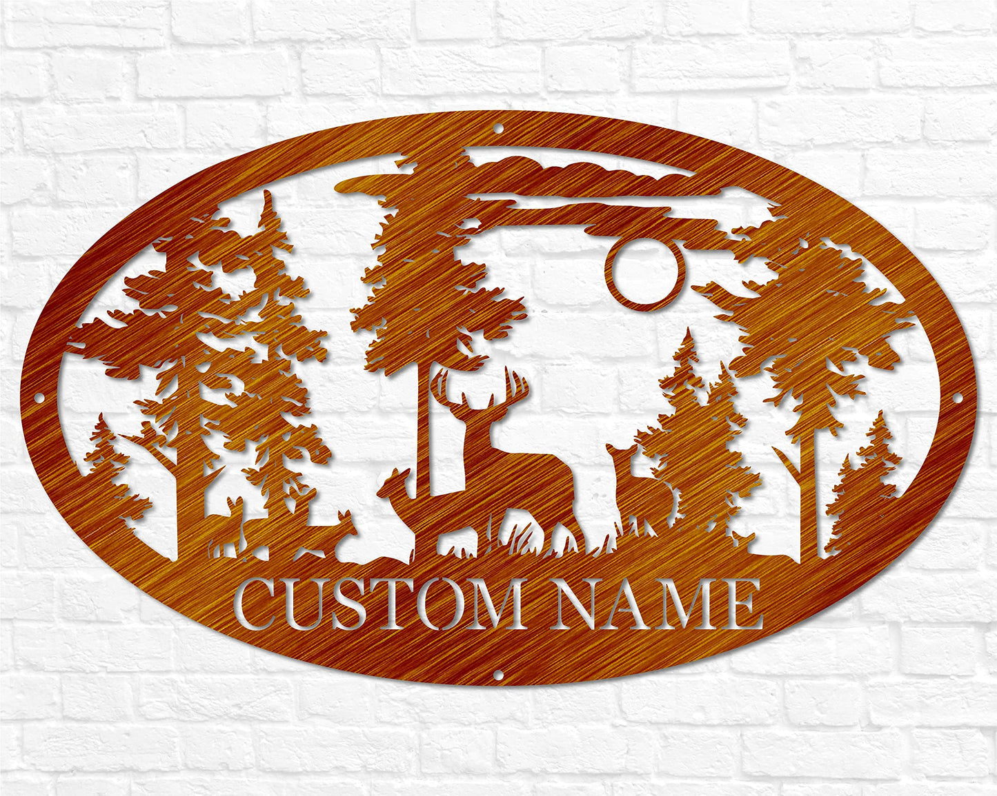 Personalized Oval Deer Metal Cabin Sign | Outdoor Hunting | Deer Hunter Gift | Custom Family Name Sign | Last Name Deer Monogram | Cabin Decor
