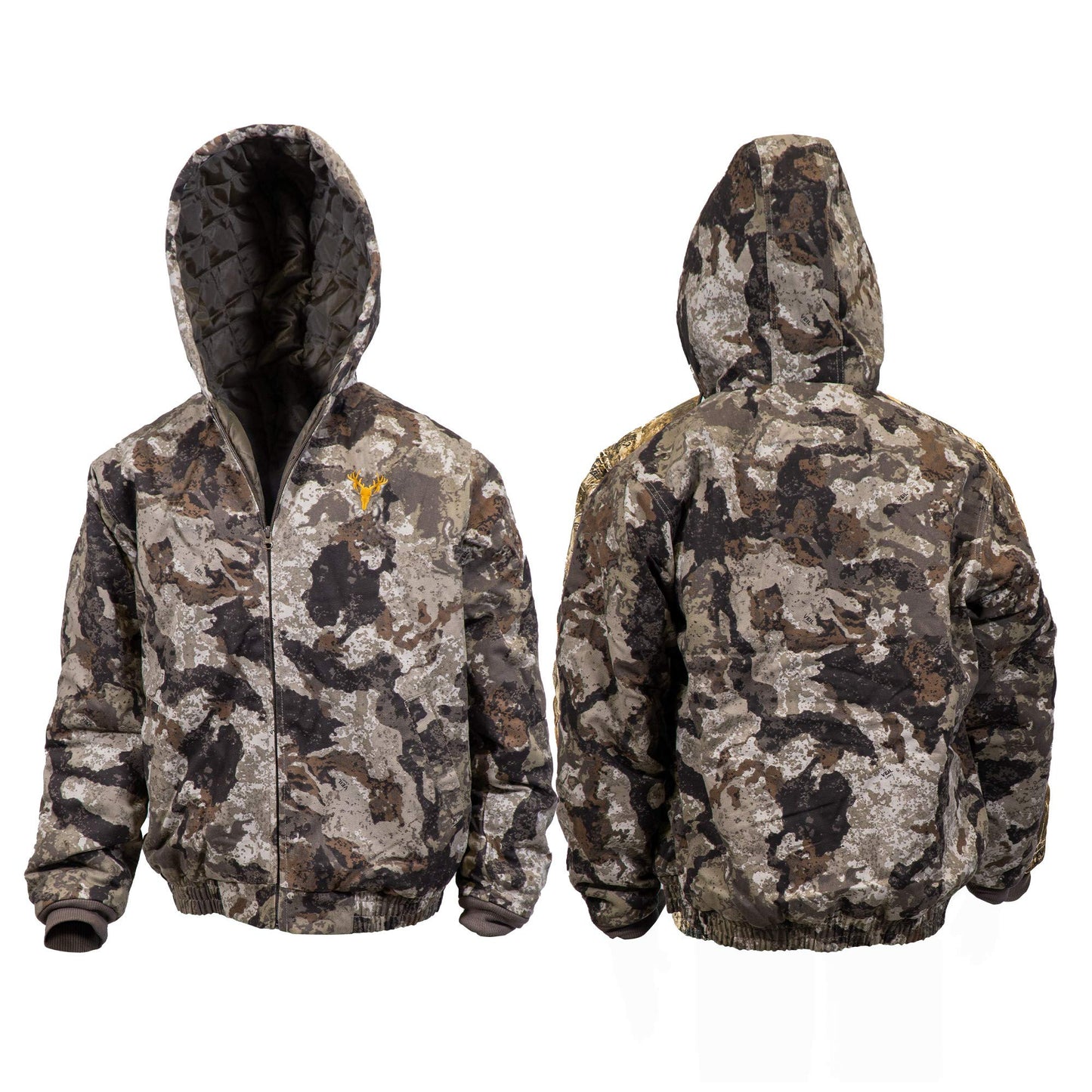 HOT SHOT Youth Insulated Twill Camo Hunting Jacket, Veil-Cervidae Camo with Cotton Shell, for cold weather, bird and deer hunting, Large