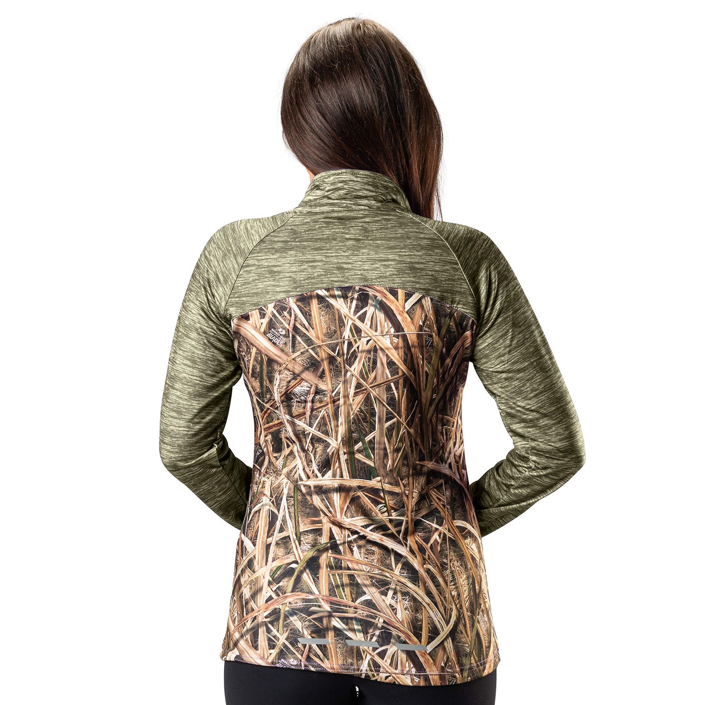 TrailCrest Mossy Oak Camo Women's Top Full Zip Leightweight Track Jacket with Thumbholes