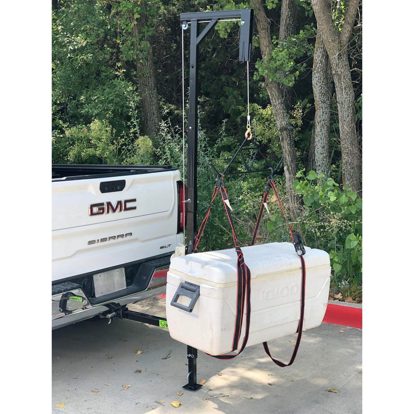 HME Truck Hitch Game Hoist Complete Kit with Winch and Gambrel, 400 lb Capacity - Hunting Game Skinning and Cleaning Accessory with 360-Degree Swivel Shaft and Adjustable Height