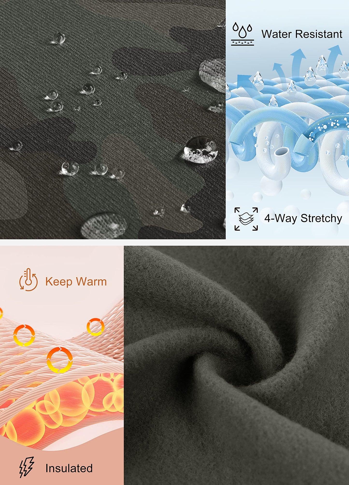 G Gradual Women's Fleece Lined Winter Leggings with Pockets Water Resistant High Waisted Thermal Warm Pants Running Hiking(Green_camo,M)