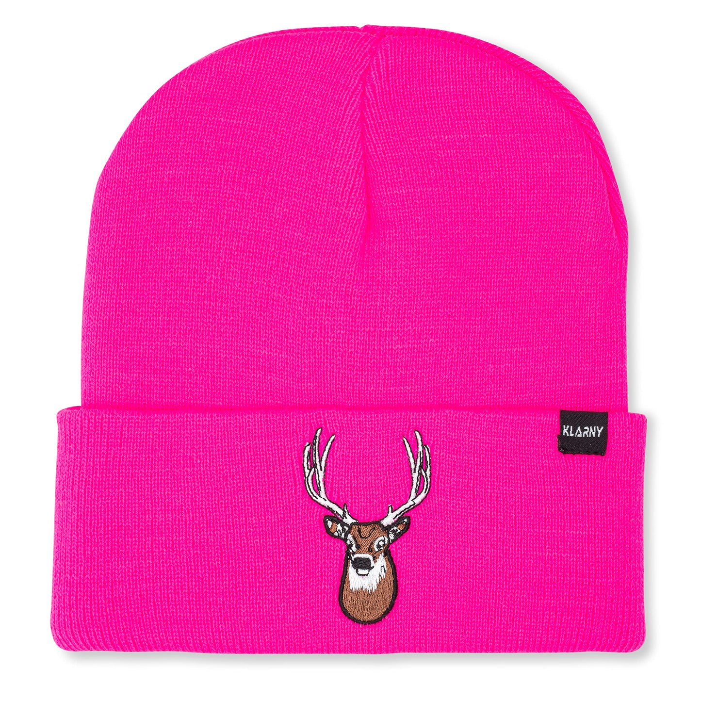 Klarny Pink Hunting Hat - High Visibility Beanie, Comfortable, Stretchy Knit Hunter Hat - Deer & Bow Hunting Gear, Safety Accessories for Men, Women & Kids - One Size