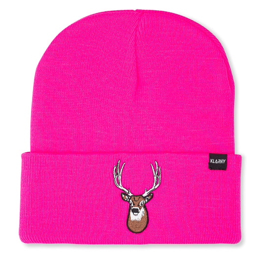 Klarny Pink Hunting Hat - High Visibility Beanie, Comfortable, Stretchy Knit Hunter Hat - Deer & Bow Hunting Gear, Safety Accessories for Men, Women & Kids - One Size
