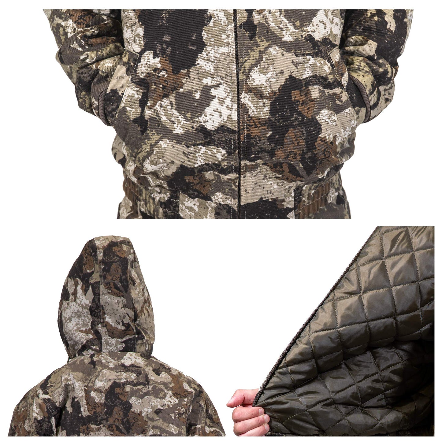 HOT SHOT Youth Insulated Twill Camo Hunting Jacket, Veil-Cervidae Camo with Cotton Shell, for cold weather, bird and deer hunting, Large