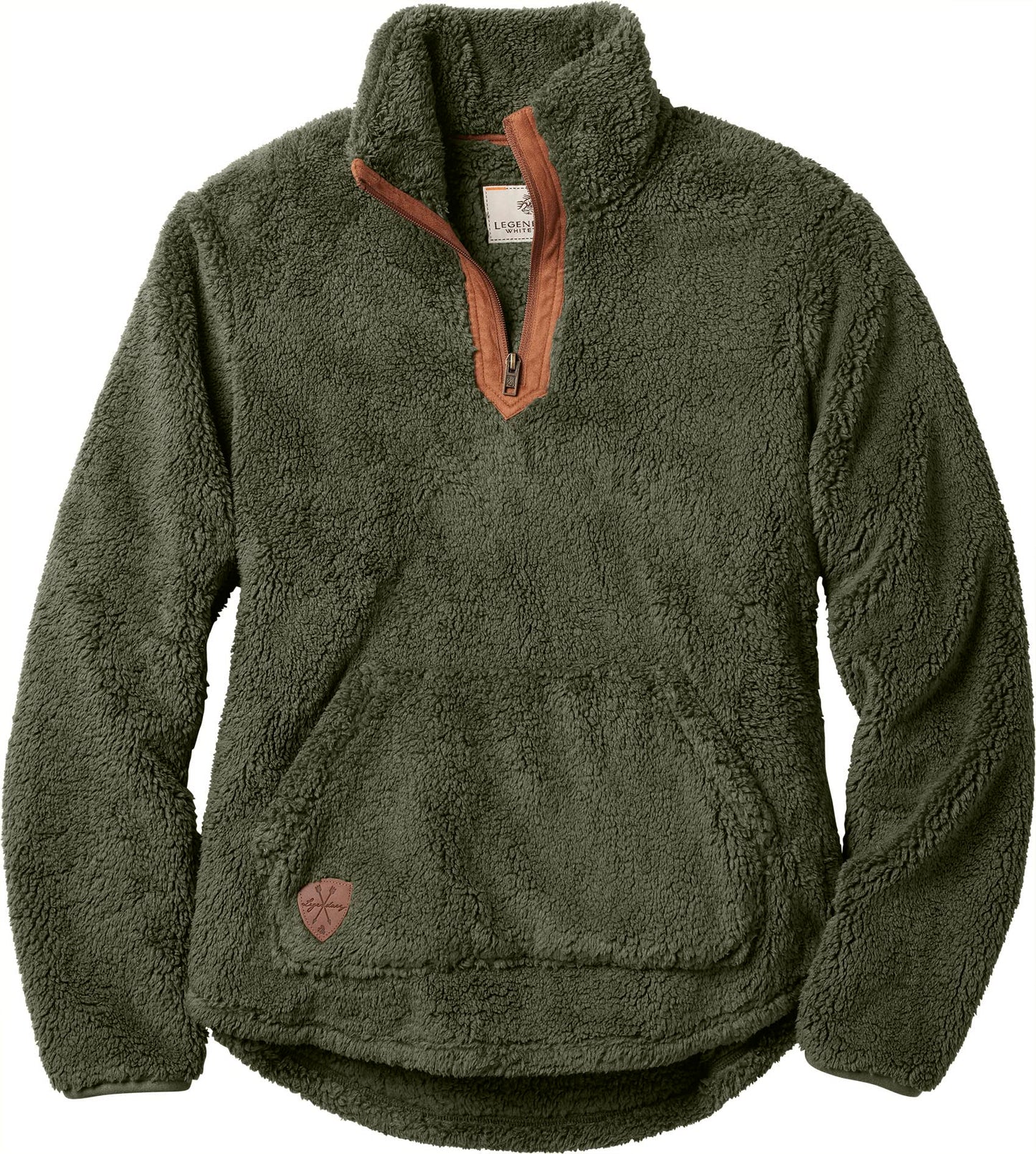 Legendary Whitetails Women's Fuzzy Hide Fleece Pullover 1/4 Zip, Army, Large