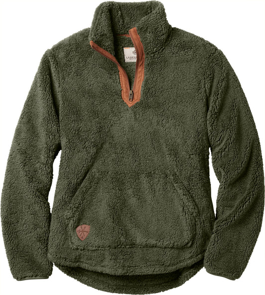Legendary Whitetails Women's Fuzzy Hide Fleece Pullover 1/4 Zip, Army, Large