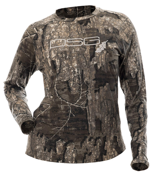 (DSG Outerwear) Women's LS Camo Tech Hunting Shirt - Timber - LG