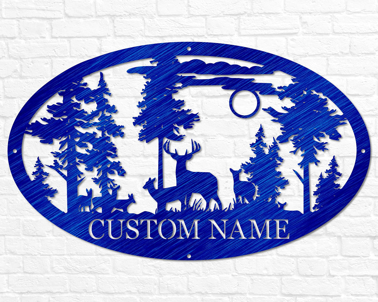 Personalized Oval Deer Metal Cabin Sign | Outdoor Hunting | Deer Hunter Gift | Custom Family Name Sign | Last Name Deer Monogram | Cabin Decor