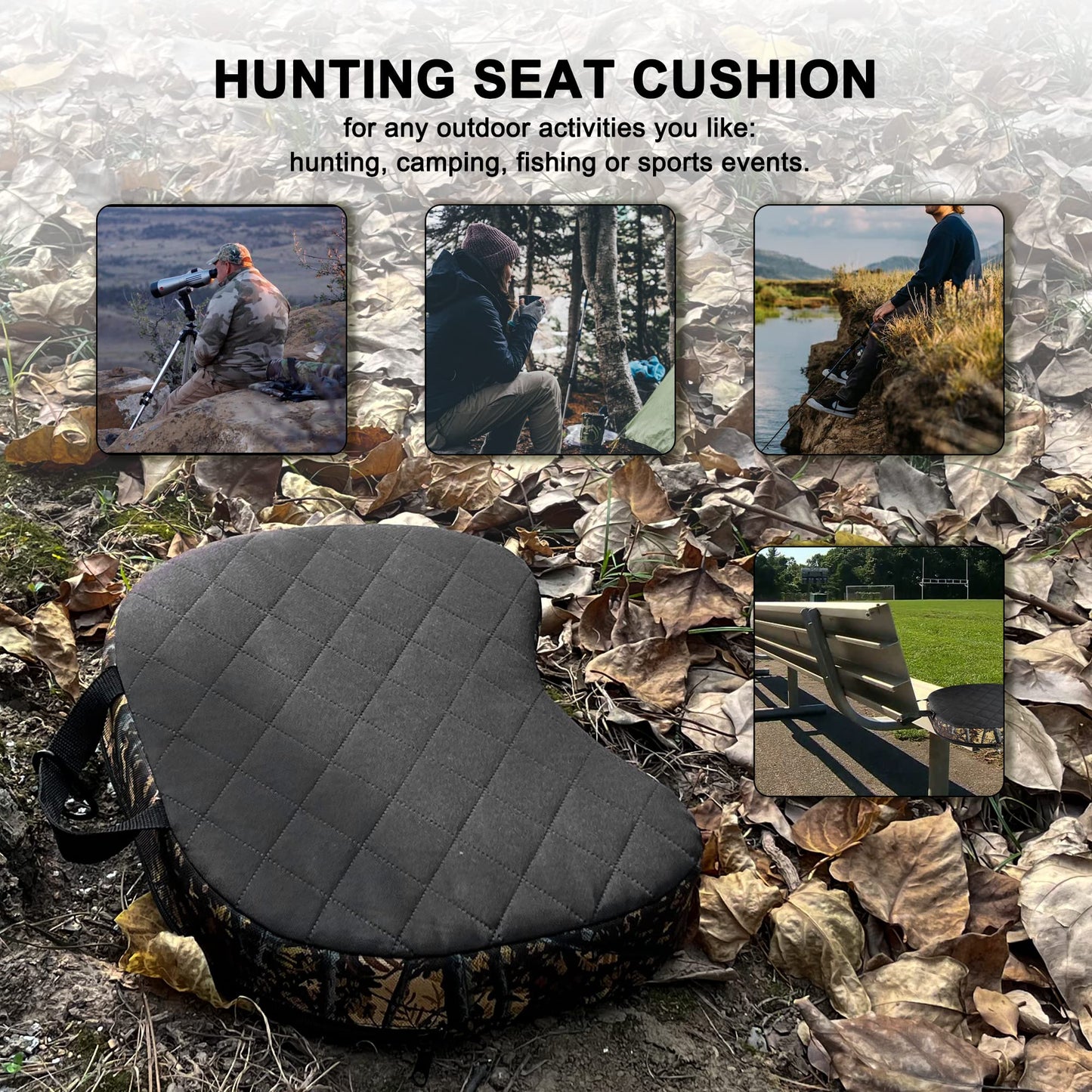 URMONA Portable Hunting Seat Cushion, 11.4 x 15.7 x 2.8in Thicken Lightweight Outdoor Cushion, Waterproof Sponge Dirty Proof Pad for Hunting, Camping, Stadium, Outdoor Sports, Fishing-C