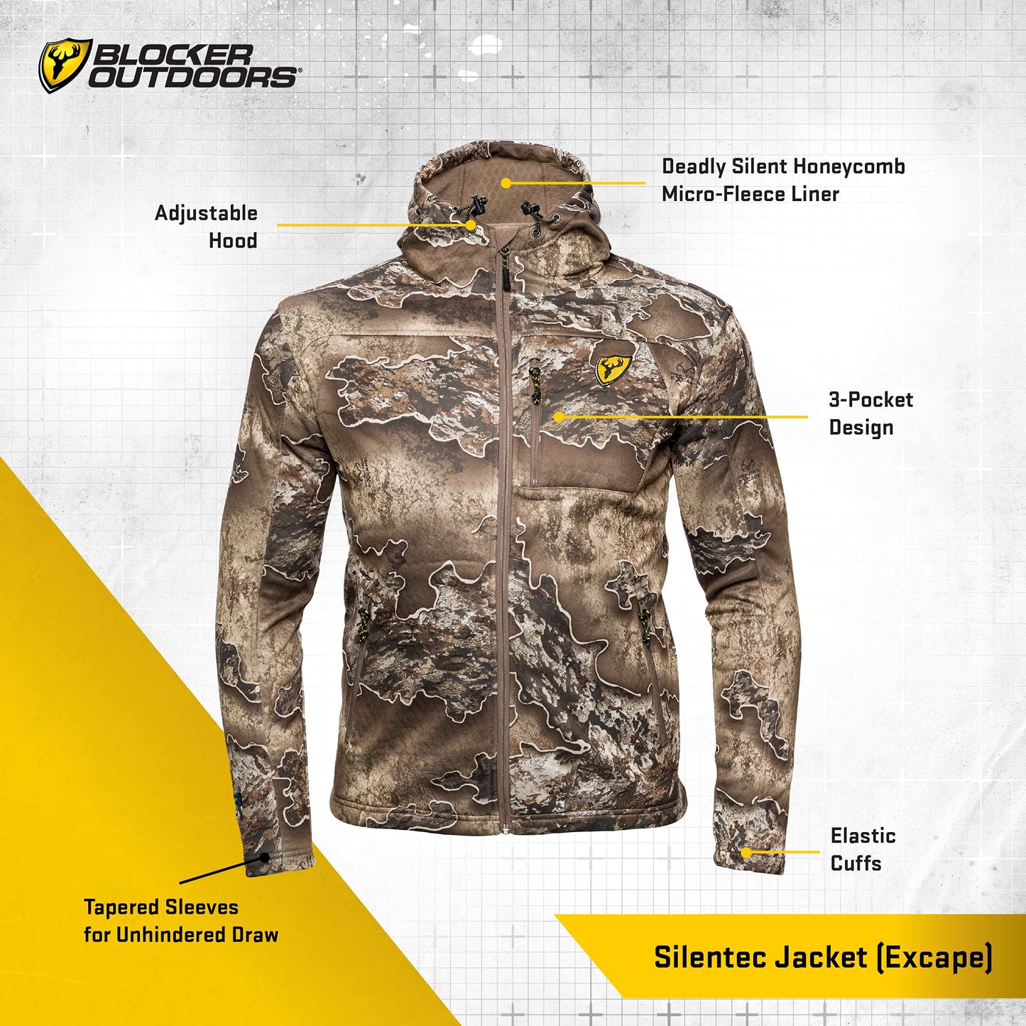 SCENTBLOCKER Scent Blocker Shield Series Silentec Jacket, Camo Hunting Clothes for Men (Realtree Excape, Large)