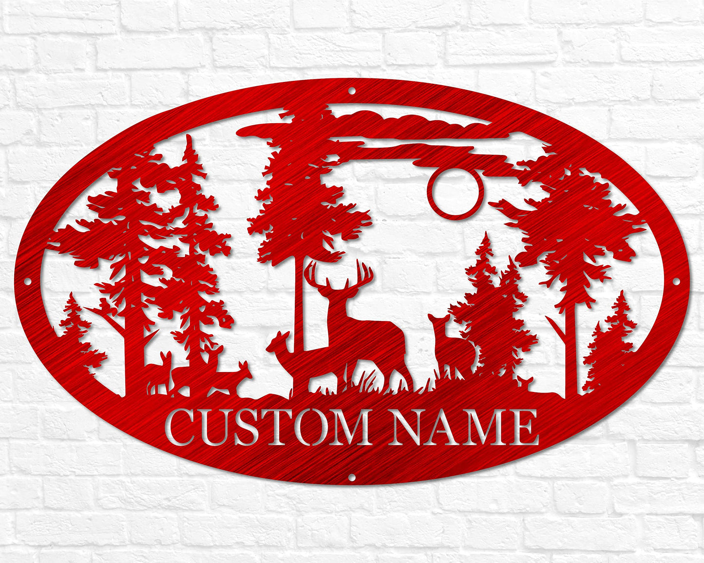 Personalized Oval Deer Metal Cabin Sign | Outdoor Hunting | Deer Hunter Gift | Custom Family Name Sign | Last Name Deer Monogram | Cabin Decor
