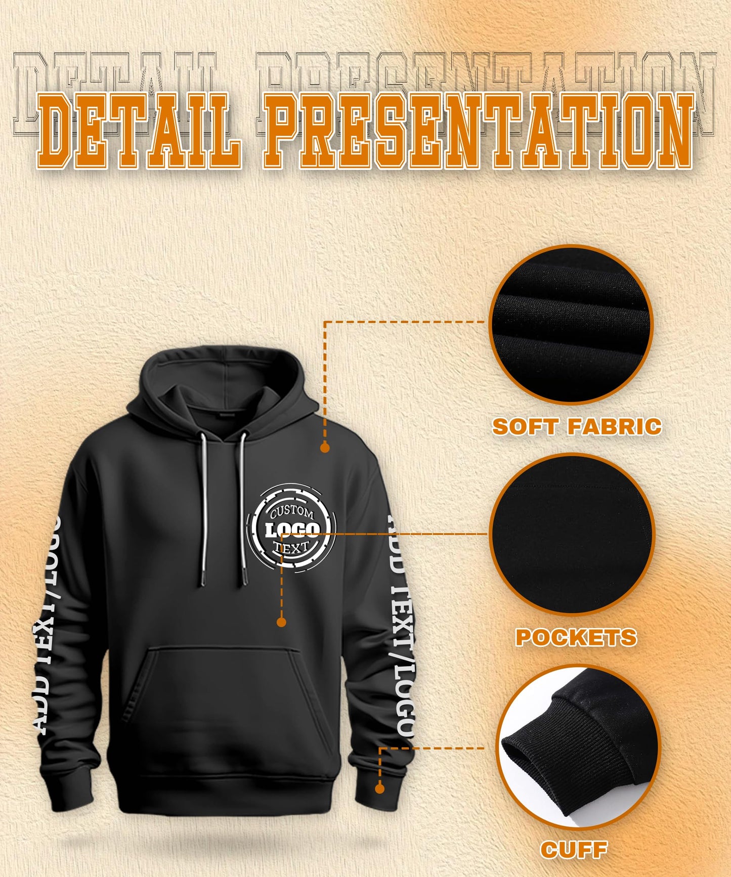 Personalized Hoodies for Men Women Customized Sweatshirts With Your Own Design Text Logo Photo Name Custom Sweater for Gifts Sport Black Hoodie