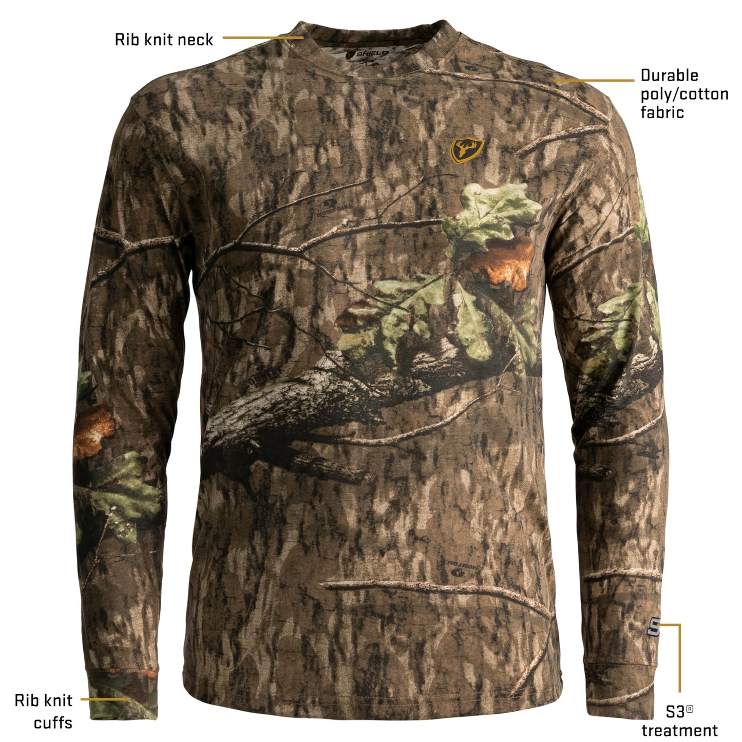 SCENTBLOCKER Scent Blocker Fused Cotton Lightweight Long-Sleeve Shirt, Camo Hunting Clothes (MO Country Roots, X-Large)
