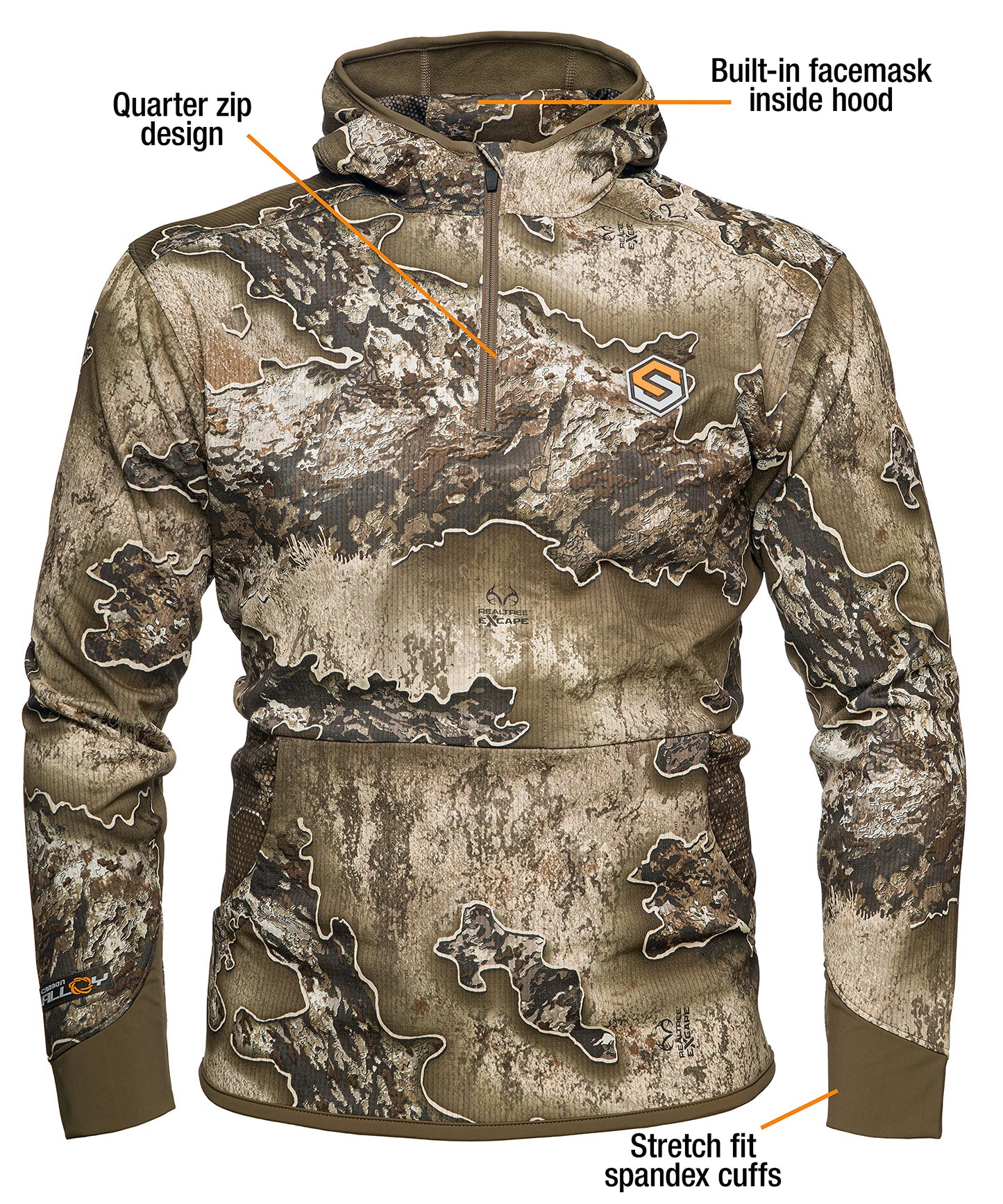 ScentLok Savanna Aero Raid Lightweight Odor Control Camo Hunting Hoodie for Men (Realtree Excape, Large)